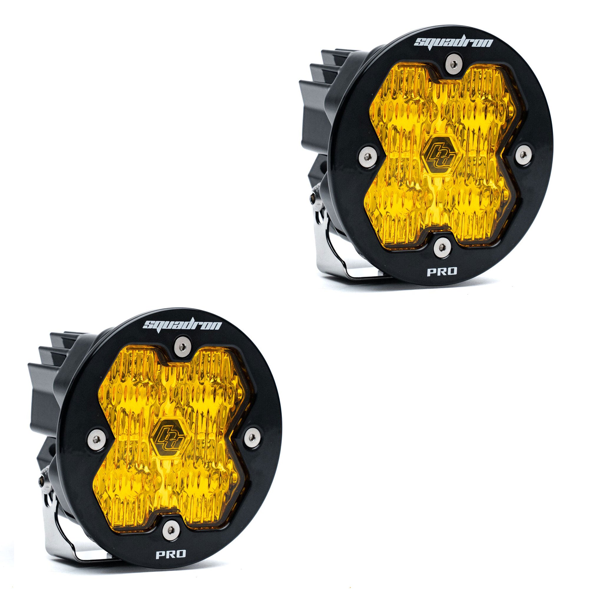 Baja Designs Squadron-R 2.0 Pro Black Wide Cornering Amber No Harness LED Auxiliary Light Pod Pair 59-7815-2NH