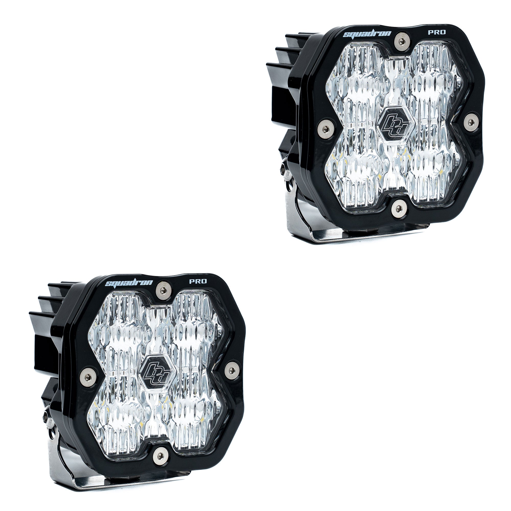 Baja Designs Squadron 2.0 Pro Black Wide Cornering Clear No Harness LED Auxiliary Light Pod Pair 49-7805-2NH