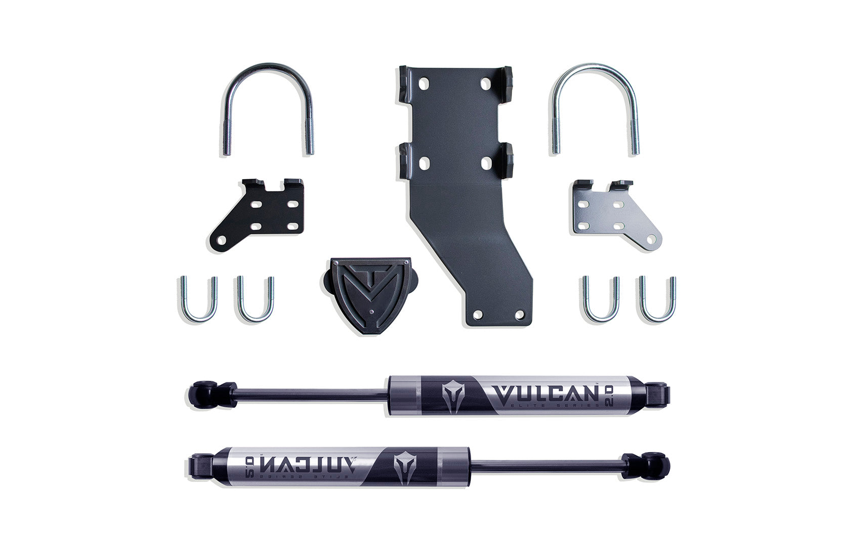 MaxTrac Suspension 2017-2025 Ford F-250 F-350 4WD Dual Steering Stabilizer Kit With Vulcan 2.0 Series Stabilizer Shocks 9433DSS-V