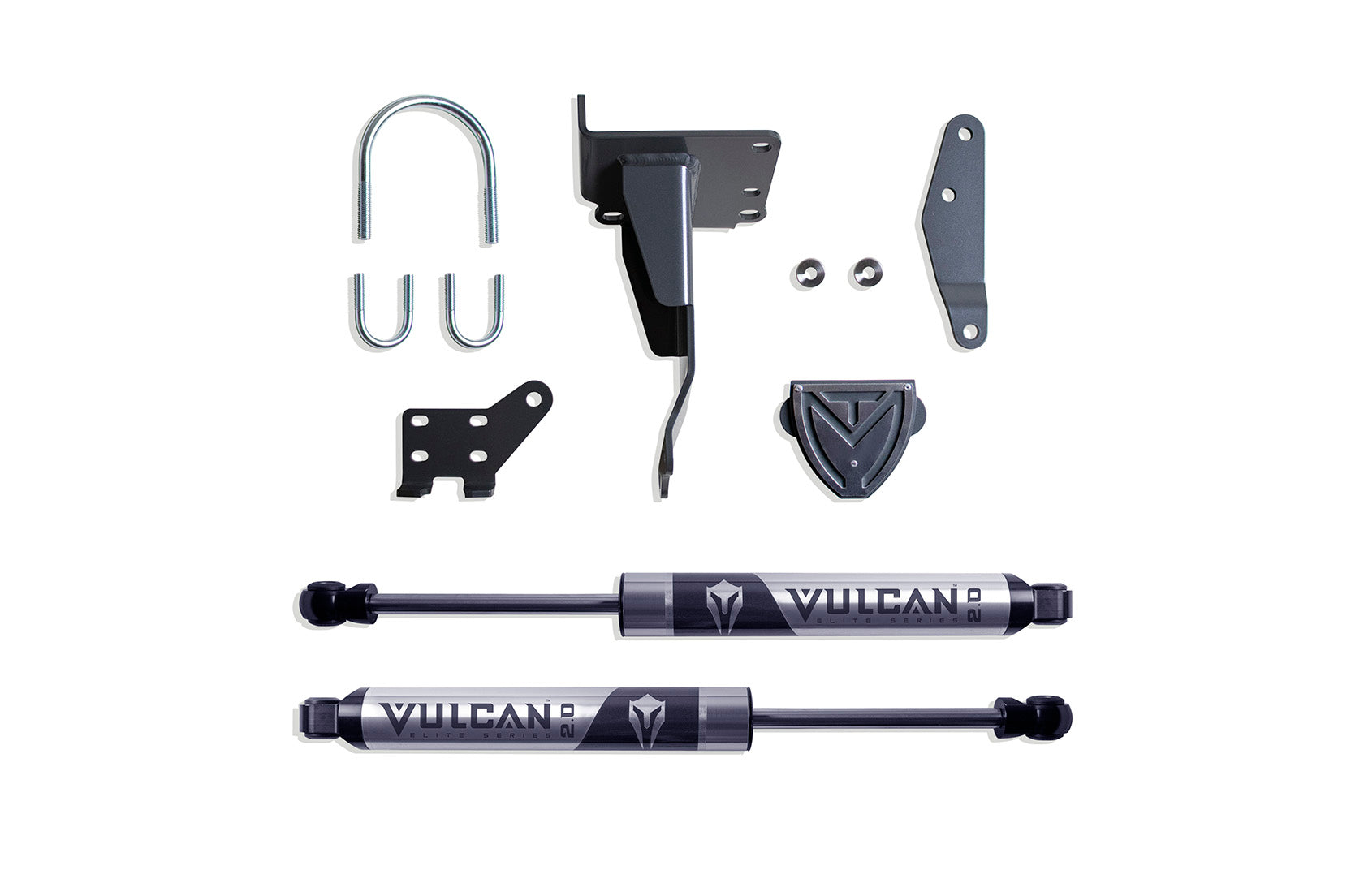 MaxTrac Suspension 2014-2026 Dodge Ram 2500 3500 4WD Dual Steering Stabilizer Kit With Vulcan 2.0 Series Stabilizer Shocks 9472DSS-V