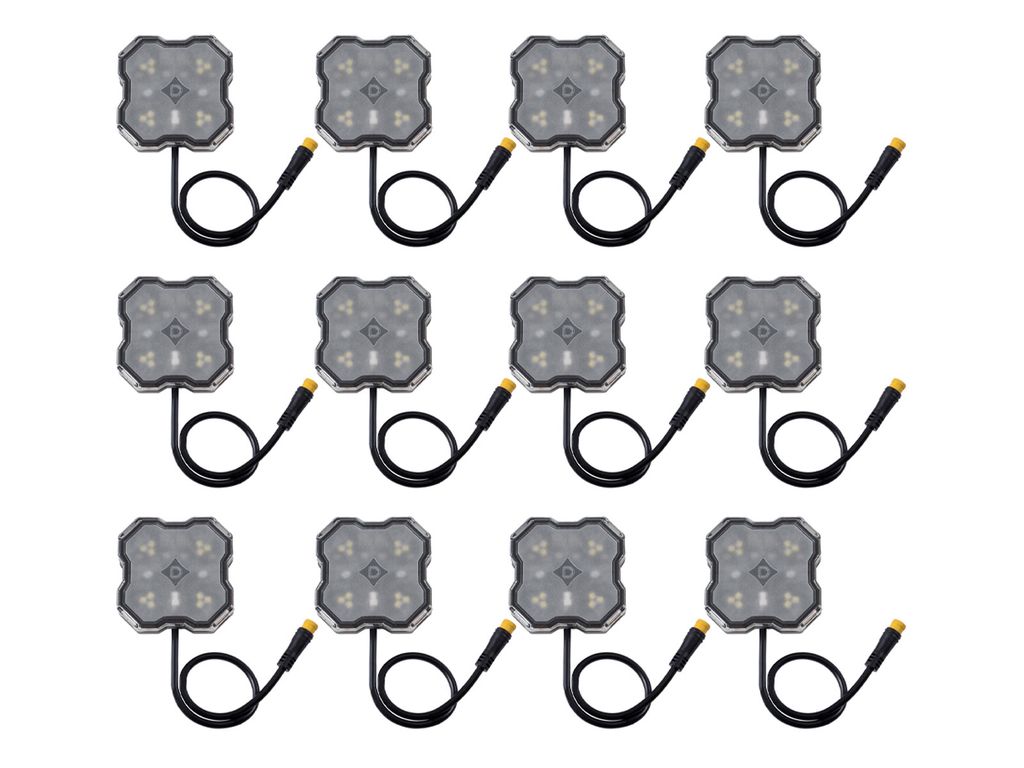 Diode Dynamics Stage Series Red/White M8 Magnet 12-Pack LED Rock Lights DD8749