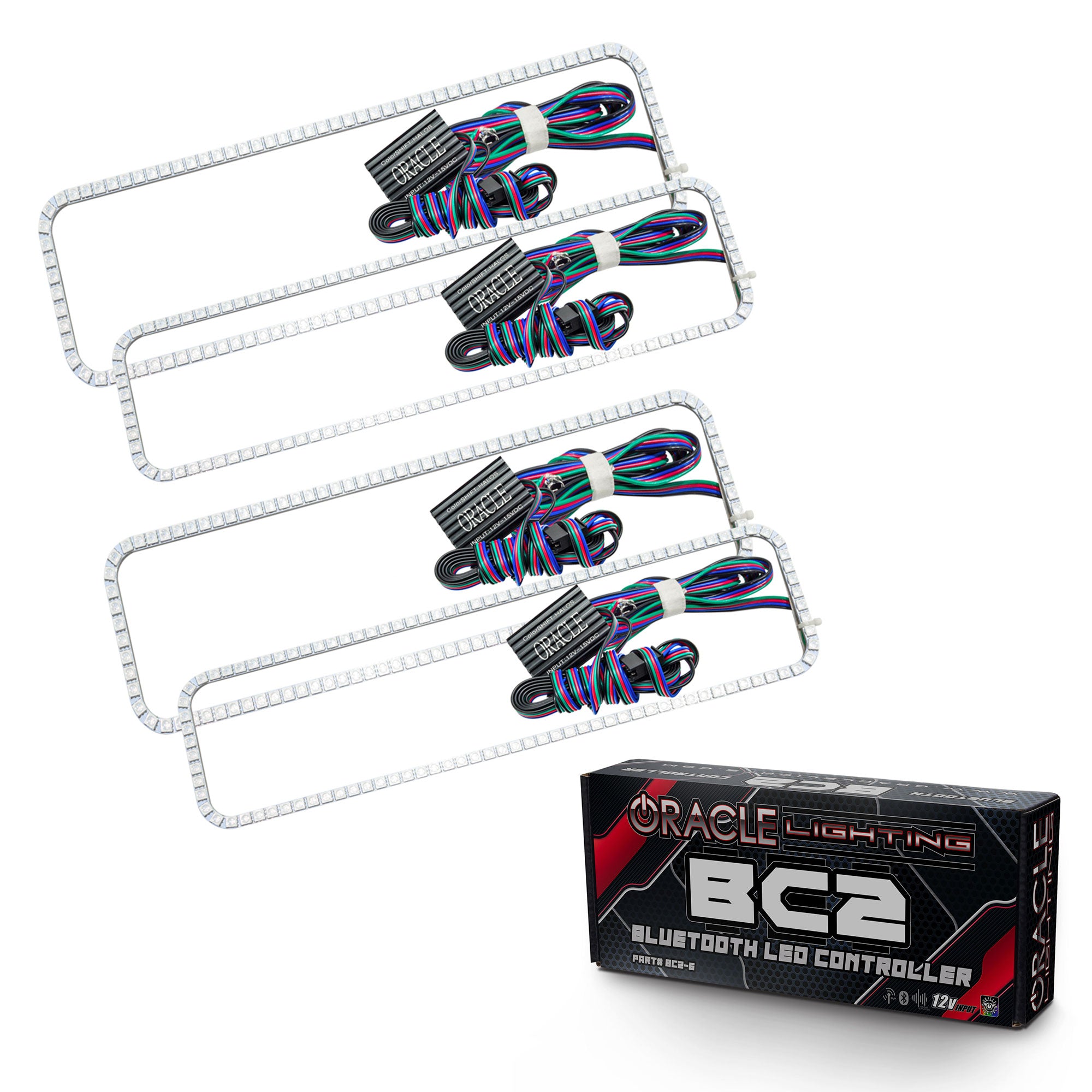 Oracle Lighting 2005-2007 Ford F-250 F-350 Super Duty LED Headlight Halo Kit ColorSHIFT With BC2 Controller 2248-335