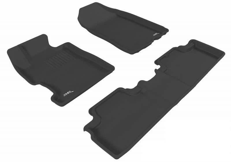 3D Maxpider 2006-2011 Honda Civic Fit Coupe Only  1st Row 2nd Row Kagu Carbon Fiber Embossed Pattern Black Floor Mat L1HD03601509