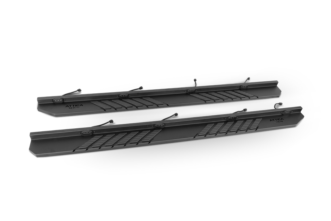 Attica 2017-2024 Ford F-250 F-350 Crew Cab Frontier Series Heavy Duty Lighted Running Boards ATTF201C101-BX
