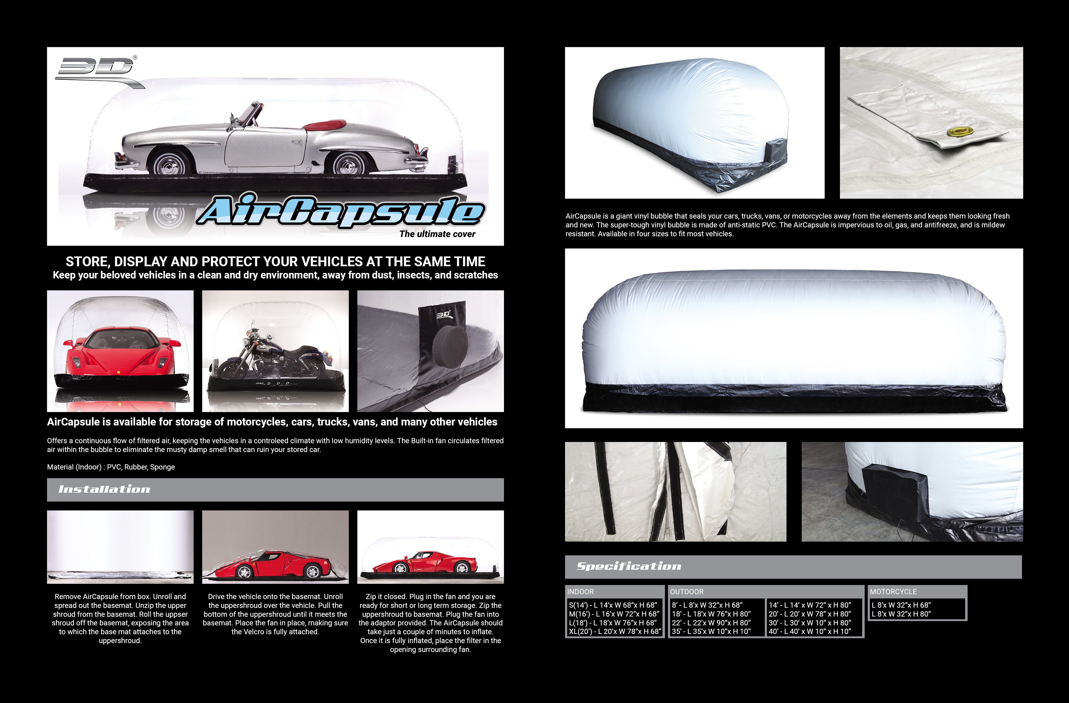 3D Maxpider Motorcycle Air Capsule PVC Size: M 96" x 32" x 68" 1290M