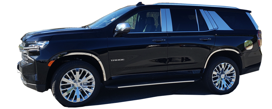 QAA 2021-2024 Chevrolet Tahoe 4Pc Stainless Steel Body Molding Insert Trim Kit 1.75"-1.9" Tapered Width MI61190