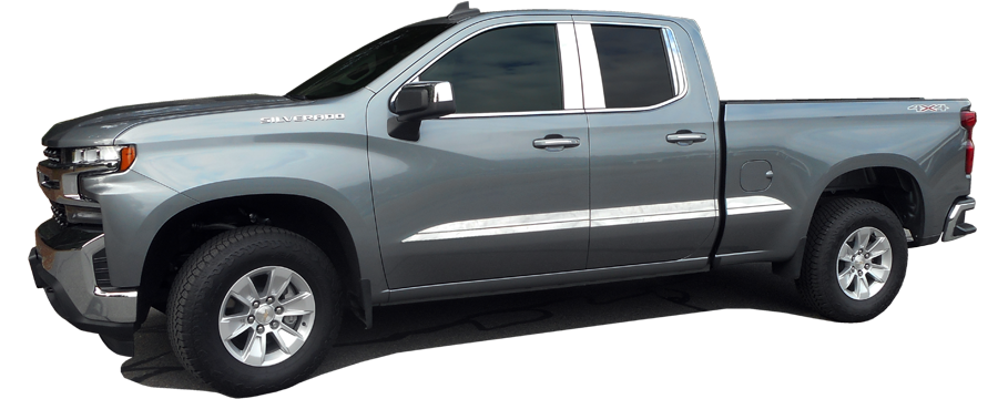 QAA 2019-2026 Chevrolet Silverado Pickup Truck 4 Door Double Cab 10 piece Stainless Steel Pillar Post Trim Includes Front Triangle piece PP59177