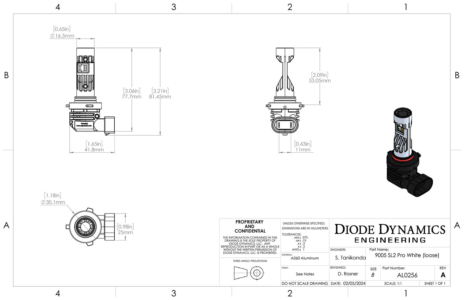 Diode Dynamics 9005 9011 H10 White SL2 Each Pro LED Bulb DD0481S