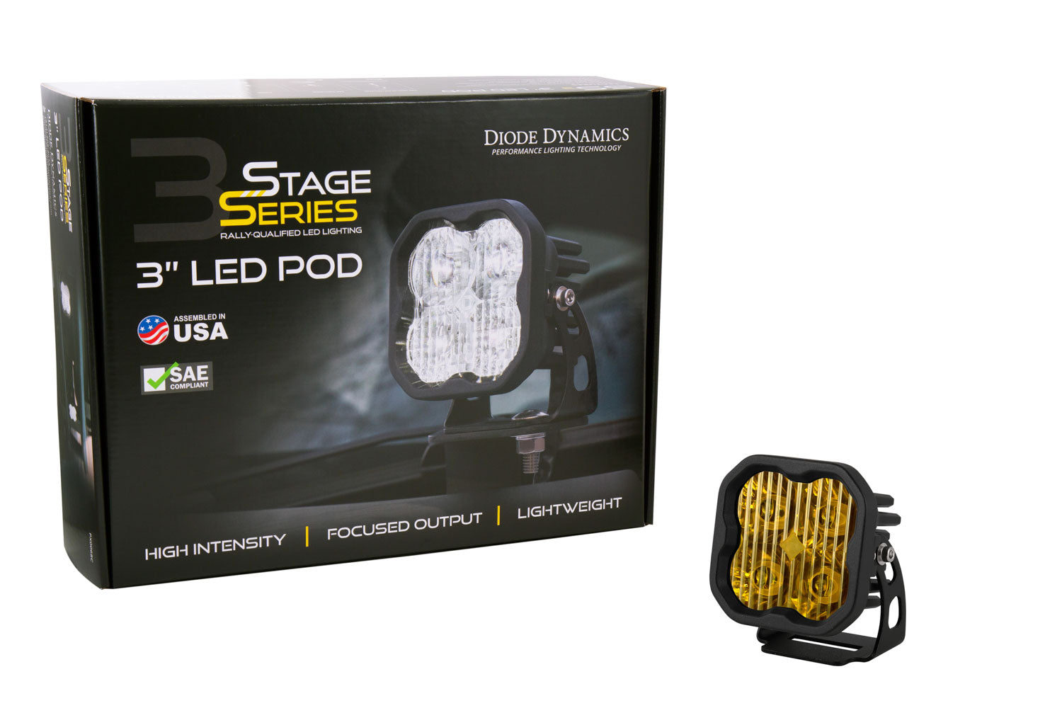 Diode Dynamics SS3 Max ABL Yellow Driving Standard Single LED Light Pods DD6971S