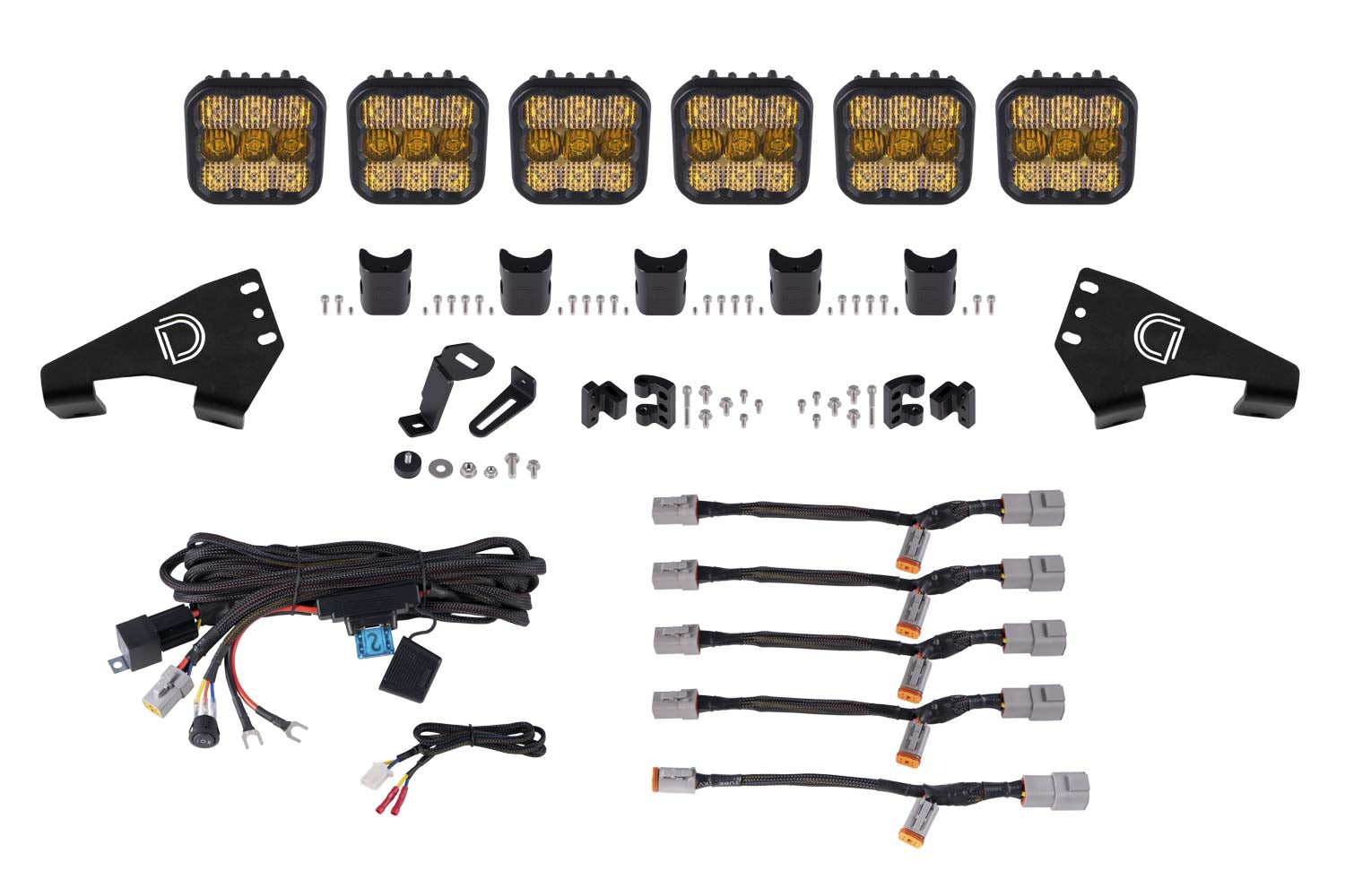 Diode Dynamics 2020-2024 Polaris RZR SS5 Pro CrossLink Roof Yellow Combo Lightbar Kit DD7633