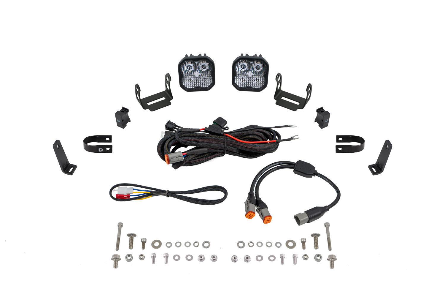 Diode Dynamics SS3 LED Bumper 1.25 Inch Roll Bar Kit Pro White Combo Pair DD7687