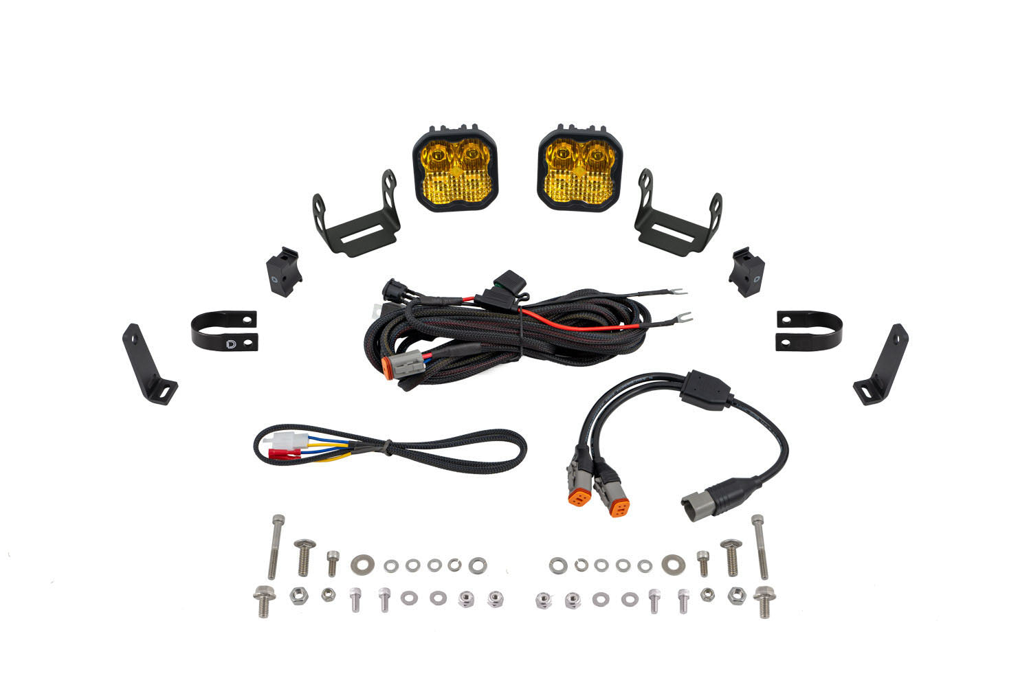 Diode Dynamics SS3 LED Bumper 1.25 Inch Roll Bar Kit Max Yellow Combo Pair DD7691