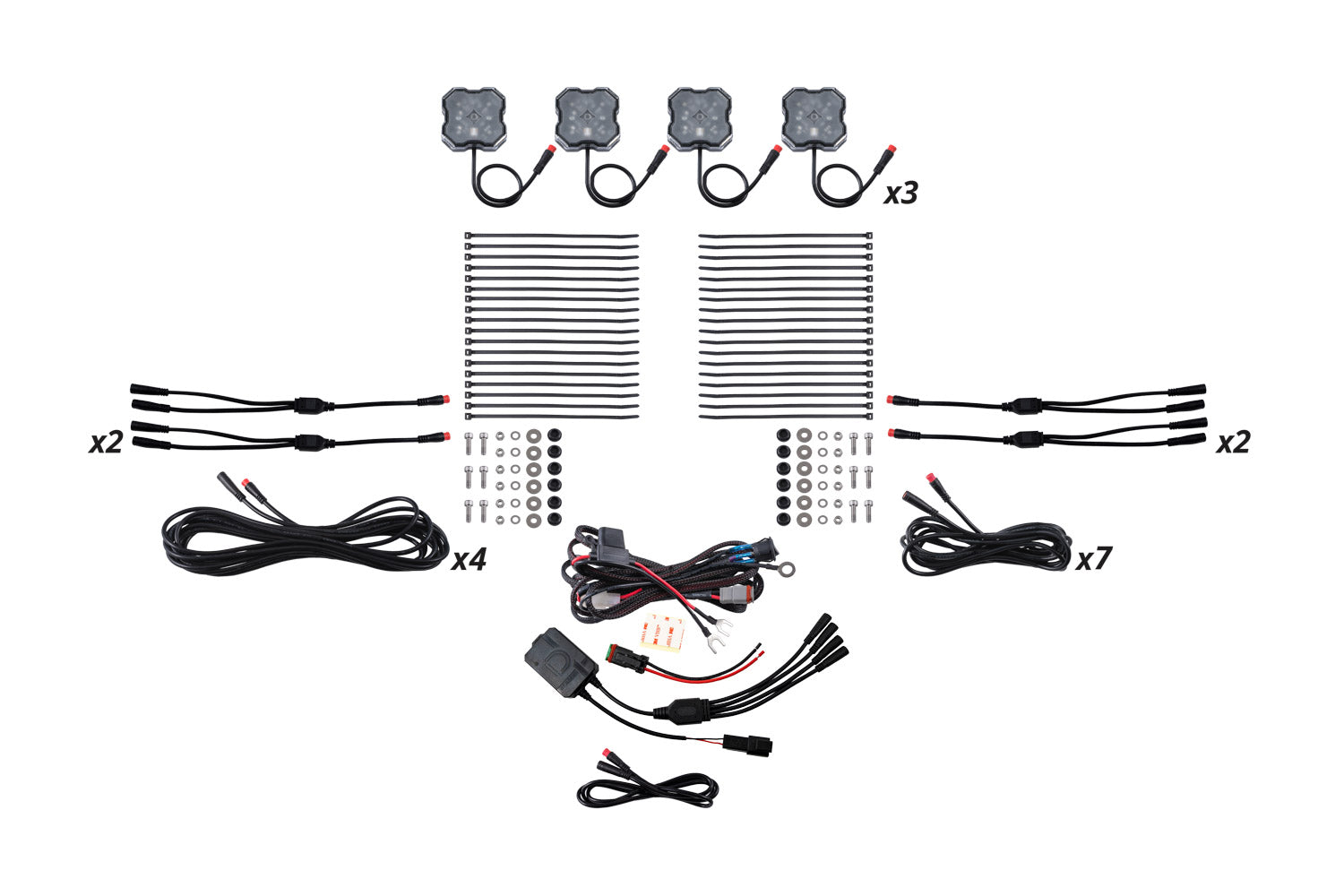 Diode Dynamics RGBW Rock Light Installer Kit With Controller 12 Pack DD7748C
