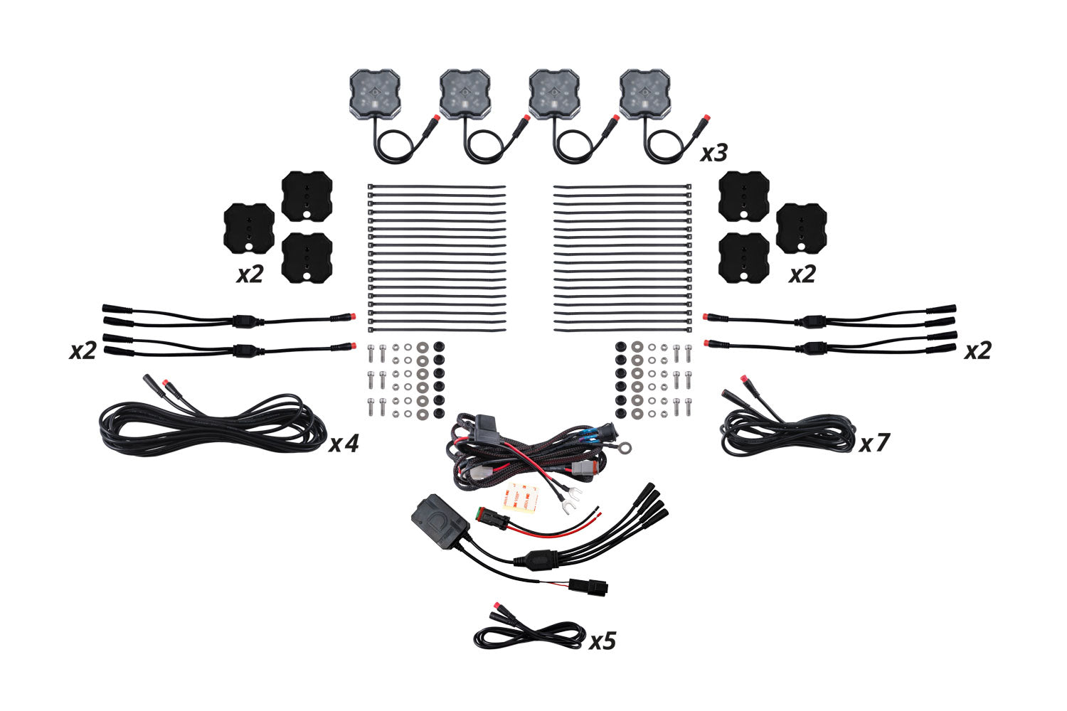 Diode Dynamics RGBW Rock Light Installer Kit Magnet Mount Kit With Controller 12 Pack DD7749C