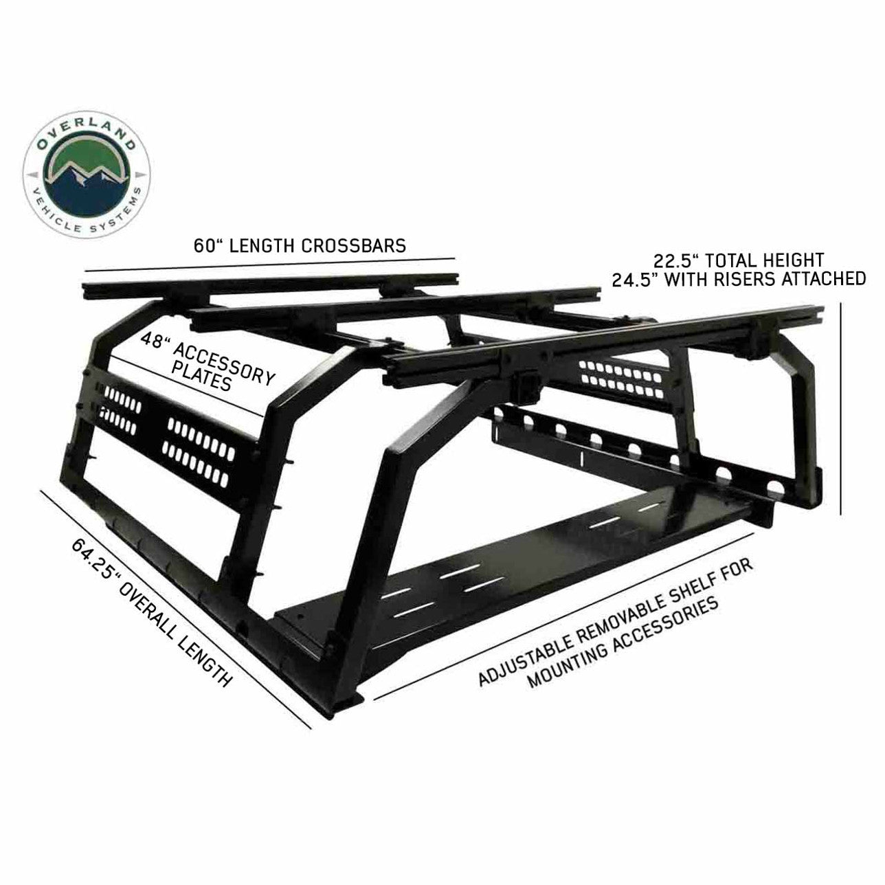 OVS Discovery Rack with Side Cargo Plates With Front Cargo Tray System Kit Full Size Truck Short Bed Application 22030201