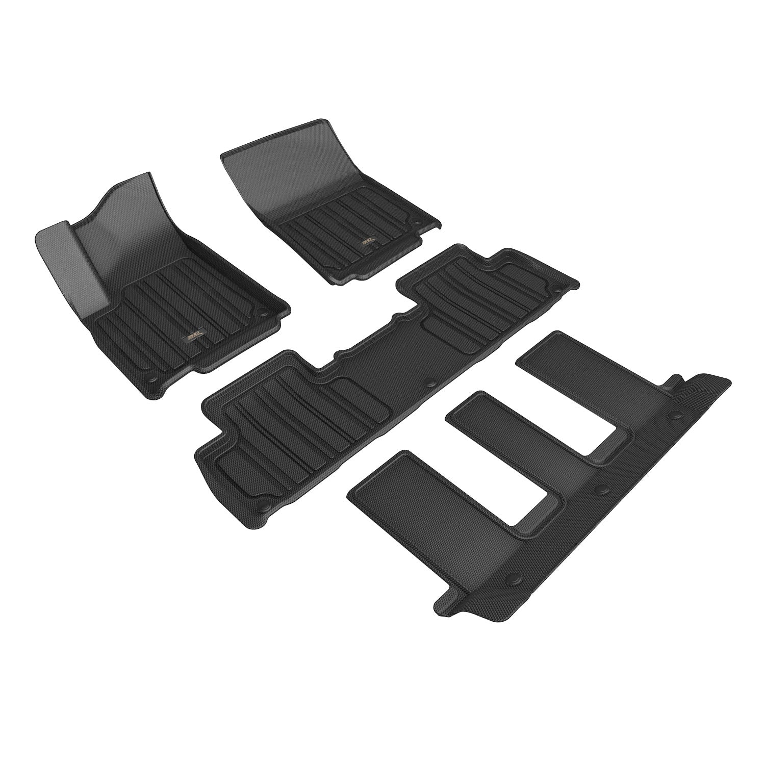 3D Maxpider 2022-2024 Rivian R1S Elitect Black 1st 2nd 3rd Rows Floor Mat E1RI00501809