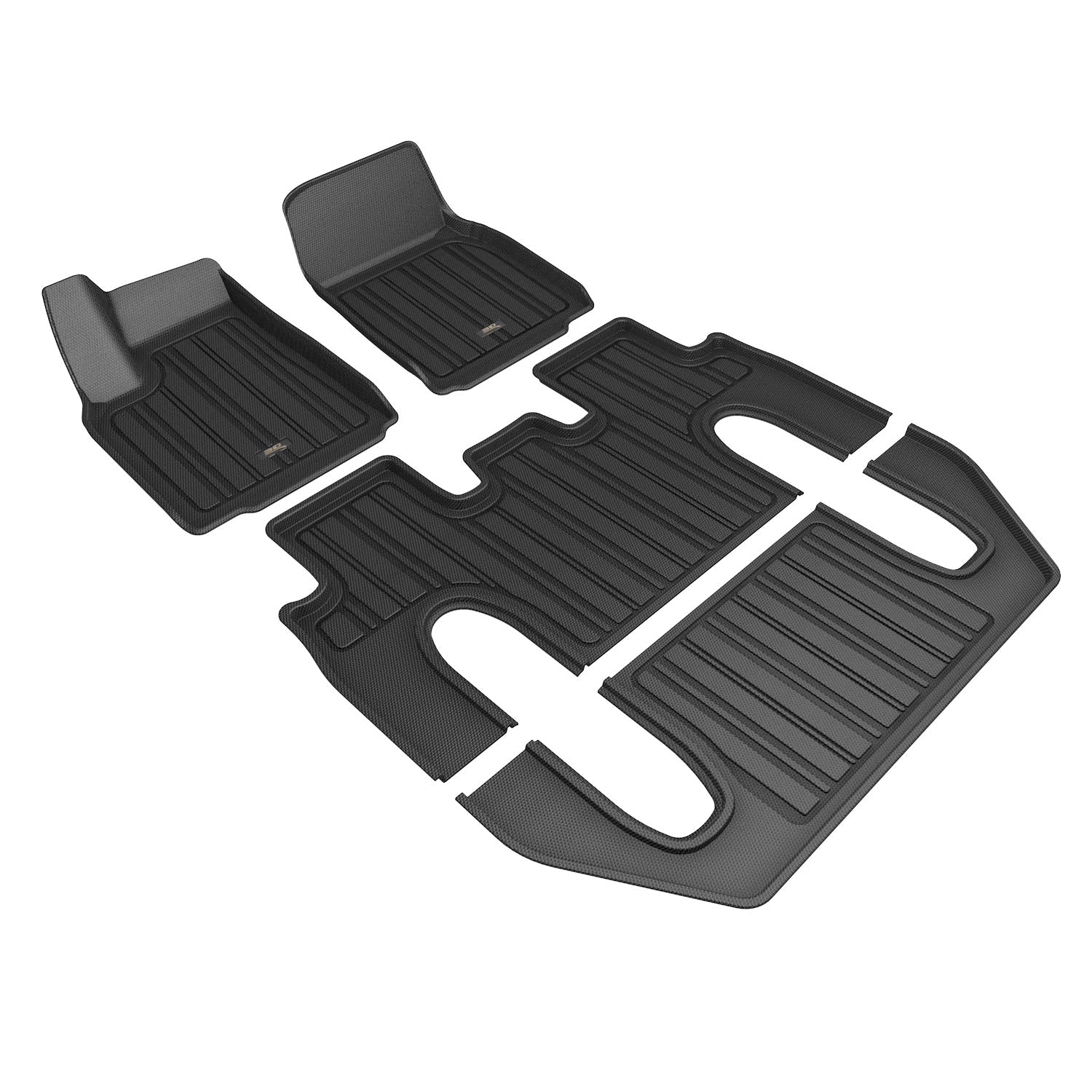 3D Maxpider 2022-2024 Tesla Model X 6-Seat Elitect Black 1st 2nd 3rd Row Floor Mat E1TL04301809