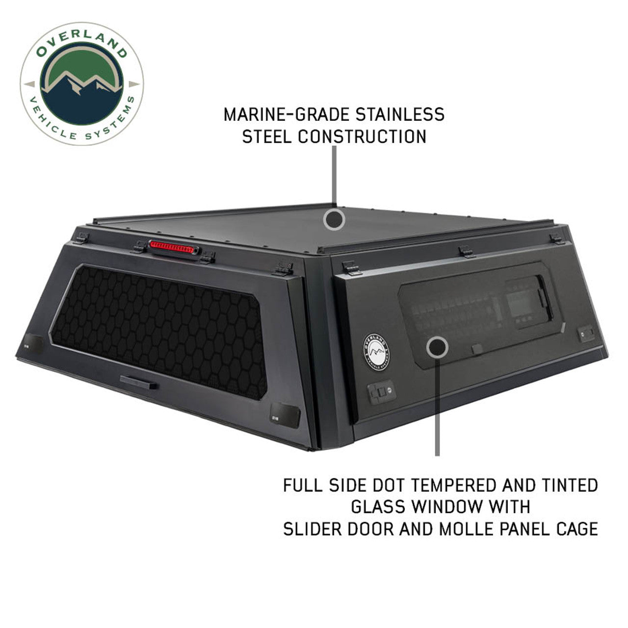 OVS 2009-2025 Dodge Ram 2500 3500 6.4' Bed Expedition Pro+ Truck Cap With Full Window Wing Doors and 3rd Brake Light 70200022