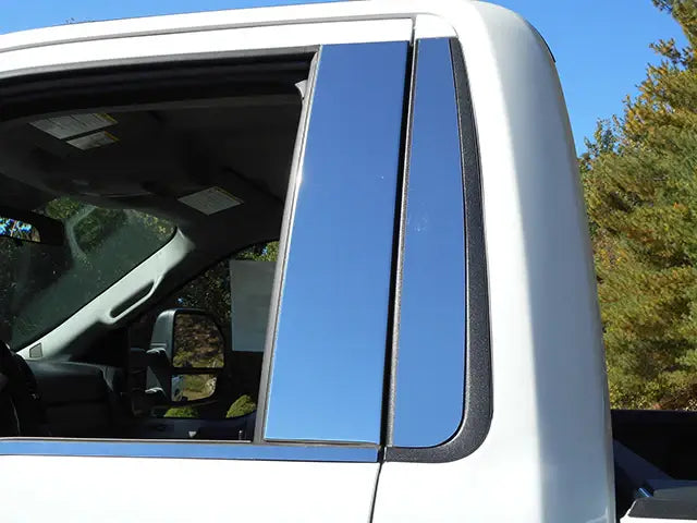 QAA 2023-2024 Ford F-250 F-350 Super Duty 2 Door Regular Cab Pickup Truck 4PC Stainless Steel Pillar Trim PP63320