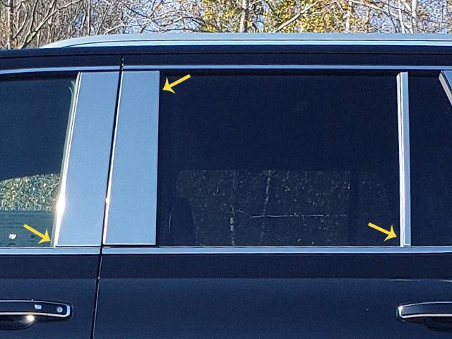 QAA 2021-2026 Cadillac Escalade Chevrolet Suburban Tahoe GMC Yukon Yukon XL 6PC Stainless Steel Pillar Trim PP61191