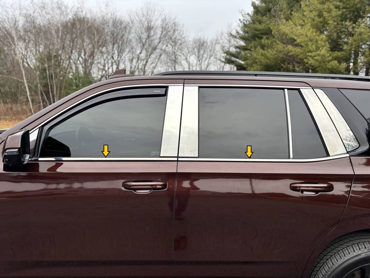 QAA 2021-2026 Cadillac Escalade 4 Door SUV 1500 Crew Cab 4 piece Stainless Steel Window Sill Trim Set WS61255