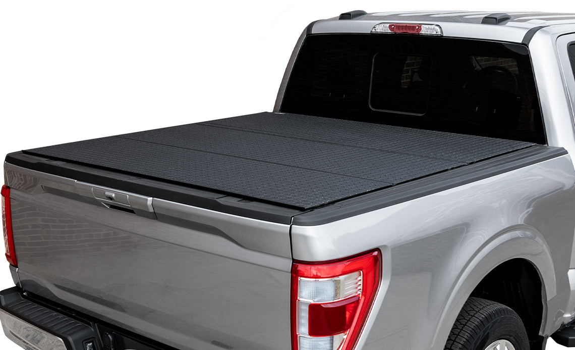 LOMAX 2017-2024 Ford F-250 F-350 6' 8" Box Black Split Folding Hard Tonneau Cover B4010049