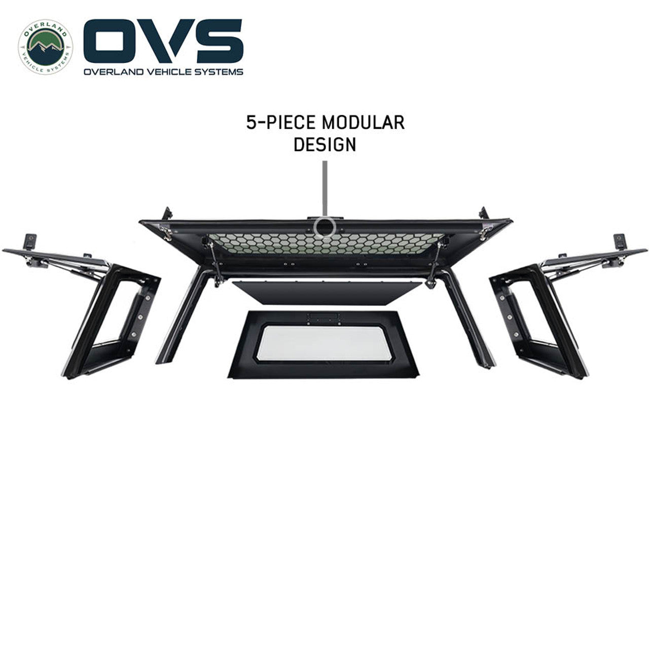 OVS 2023-2026 Ford F-250 F-350 6.8 ft Bed Expedition Truck Cap With Full Wing Doors Front and Rear Windows & 3rd Brake Light 70100009
