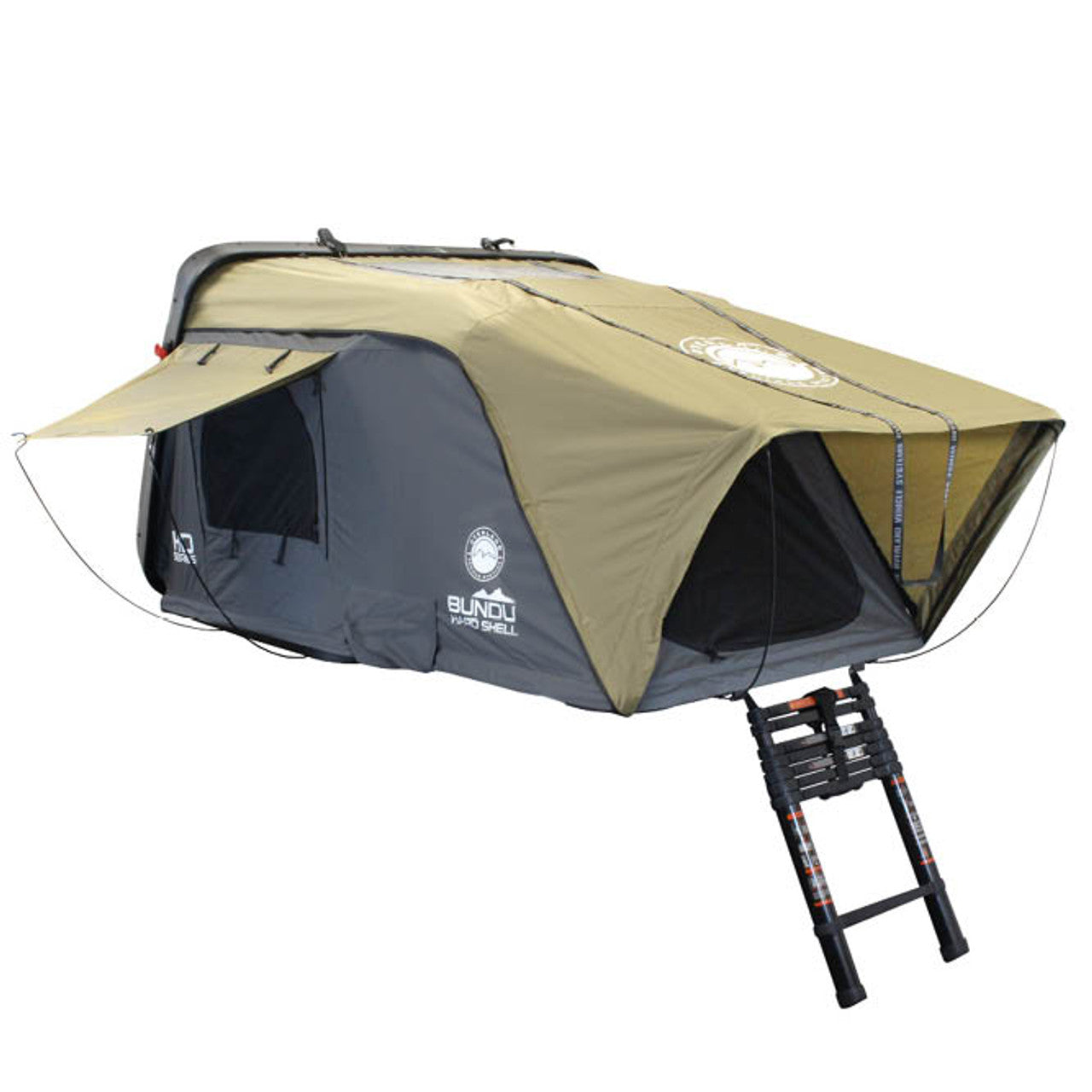 OVS HD Bundu 4 Up to 4 Adults HD Bundu Cantilever Hard Shell Roof Top Tent Grey Body & Green Rainfly 18389904