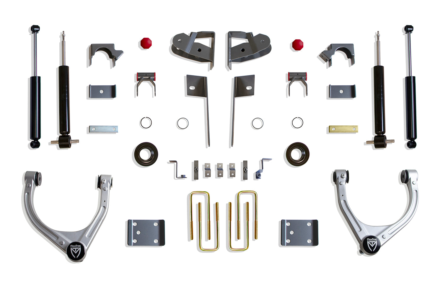 MaxTrac Suspension 2019-2026 Chevrolet Silverado GMC Sierra 1500 2wd 4wd 2″/4″ Lowering Kit Struts With Camber Correction Uca’s K331924SA