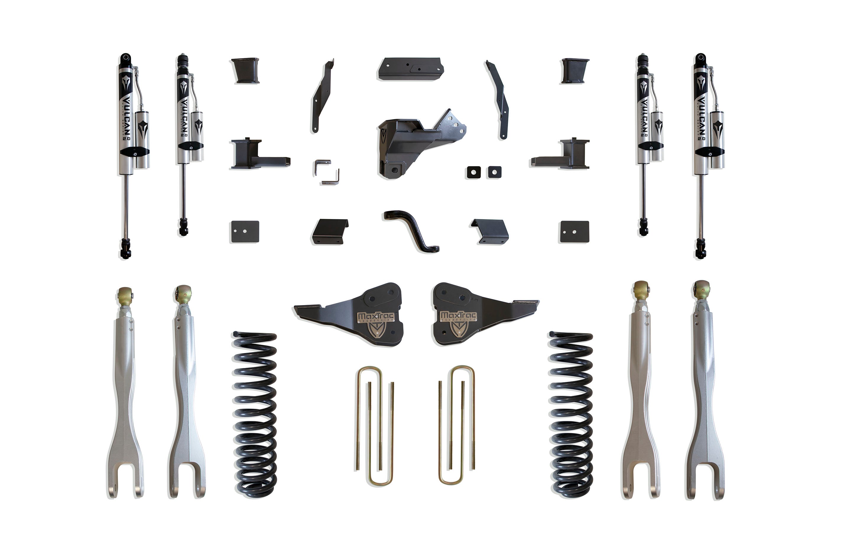 MaxTrac Suspension 2017-2022 Ford F-250 F-350 4WD 4" Lift Kit With 4-Links Vulcan Reservoir Shocks K943341VRL