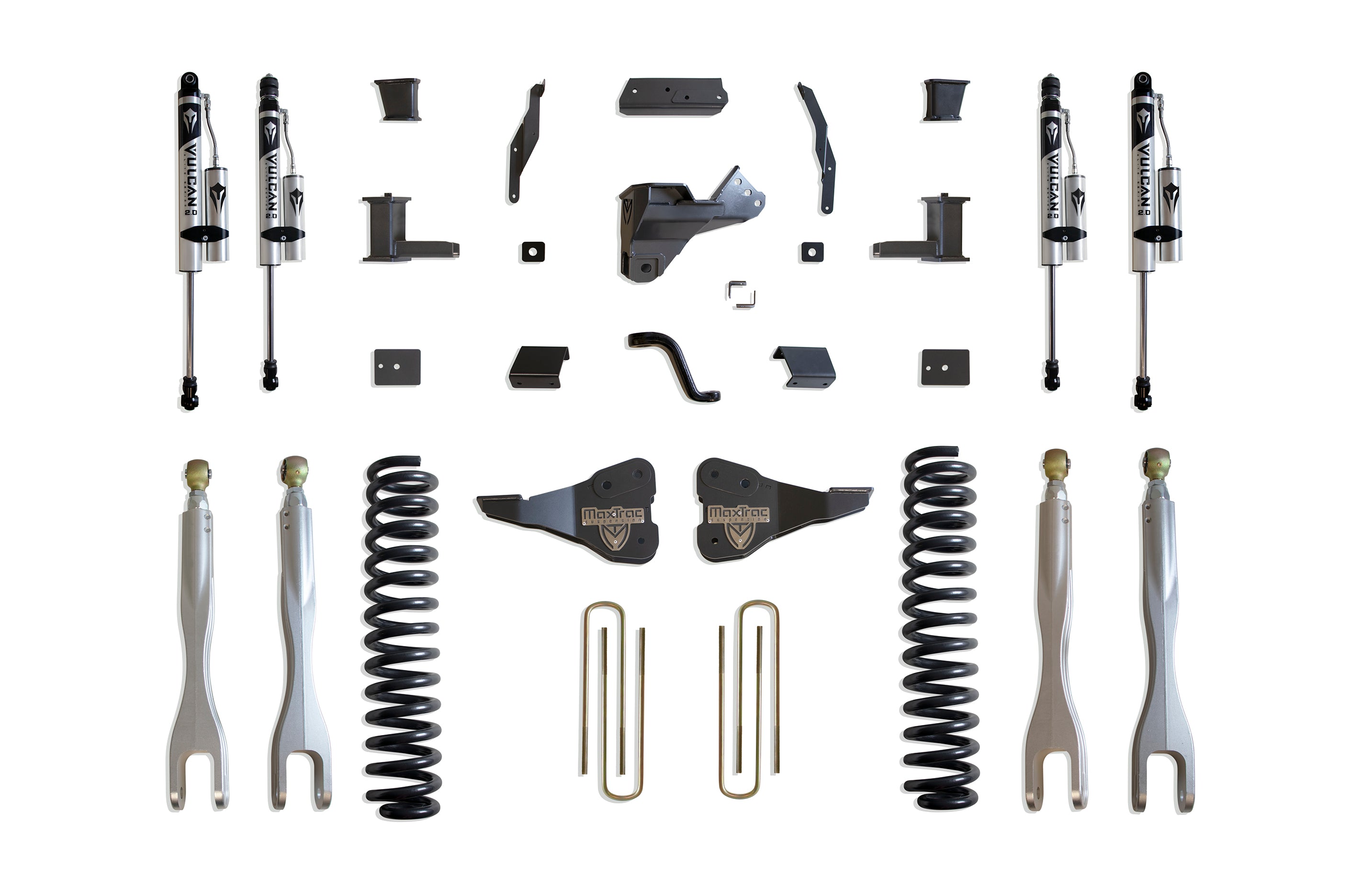 MaxTrac Suspension 2017-2022 Ford F-250 F-350 4WD 8" Lift Kit With 4-Links Vulcan Reservoir Shocks K943385VRL