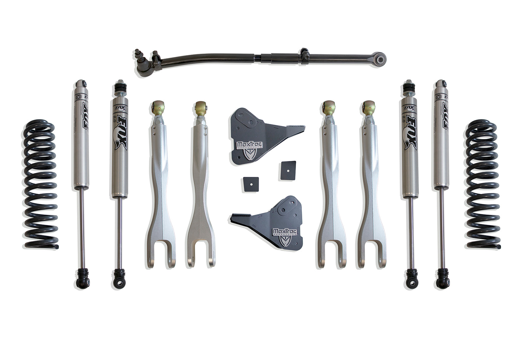 MaxTrac Suspension 2023-2025 Ford F-250 F-350 4WD Diesel 2.5" Coil Spring Leveling Kit With 4-Links Fox Shocks K944325FL