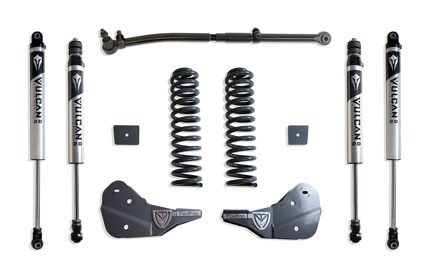 MaxTrac Suspension 2023-2025 Ford F-250 F-350 4WD Diesel 2.5" Coil Spring Leveling Kit With Vulcan Shocks K944325V