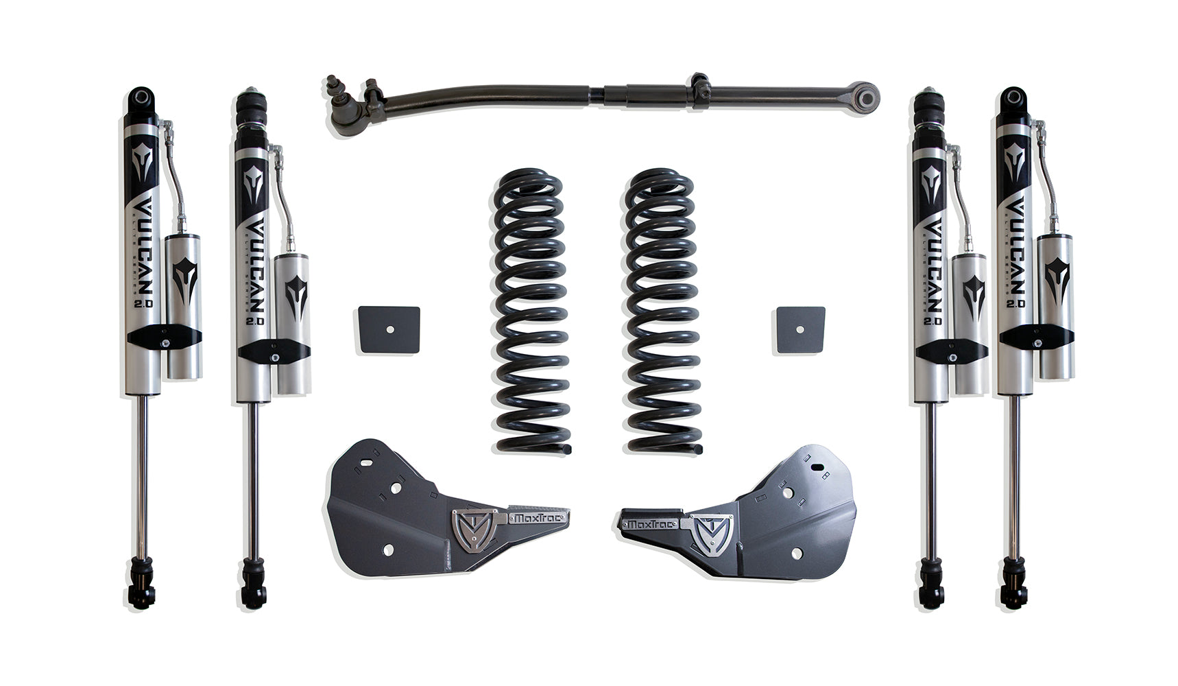 MaxTrac Suspension 2023-2025 Ford F-250 F-350 4WD Diesel 2.5" Coil Spring Leveling Kit With Vulcan Reservoir Shocks K944325VR