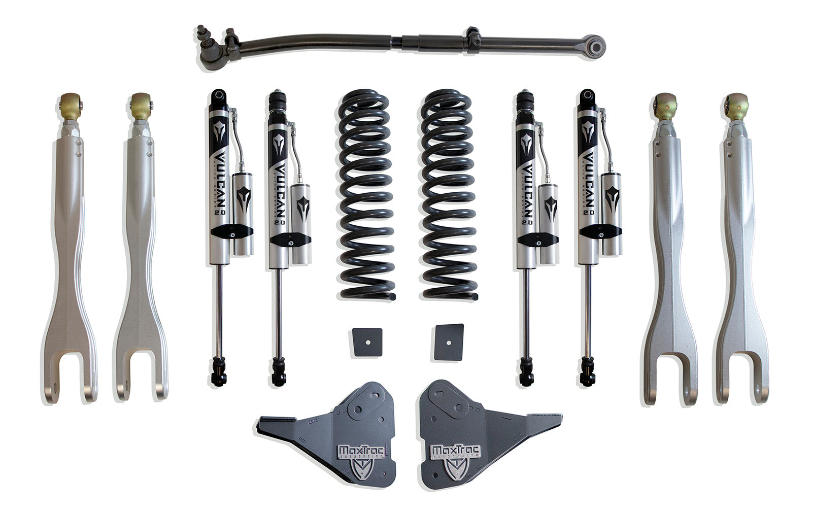 MaxTrac Suspension 2023-2025 Ford F-250 F-350 4WD 2.5" Lift Kit With 4-Links Vulcan Reservoir Shocks K944325VRL
