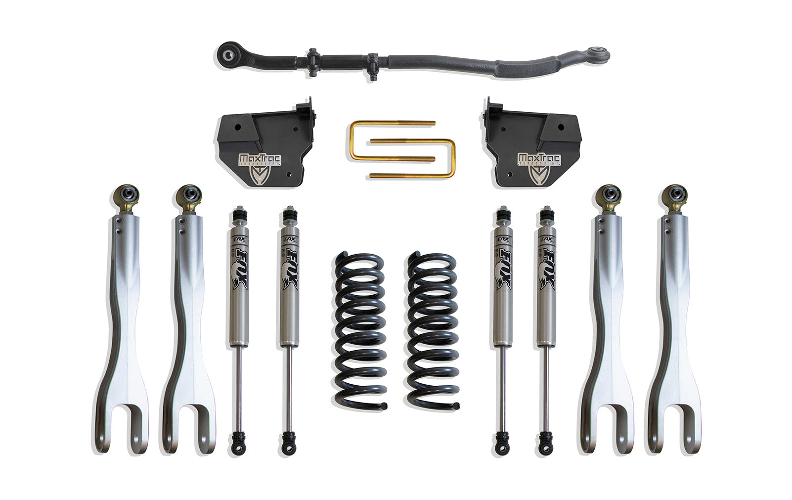 MaxTrac Suspension 2013-2024 Dodge Ram 3500 4WD Diesel 2.5" Lift Kit With 4-Links Fox Shocks K947325FL