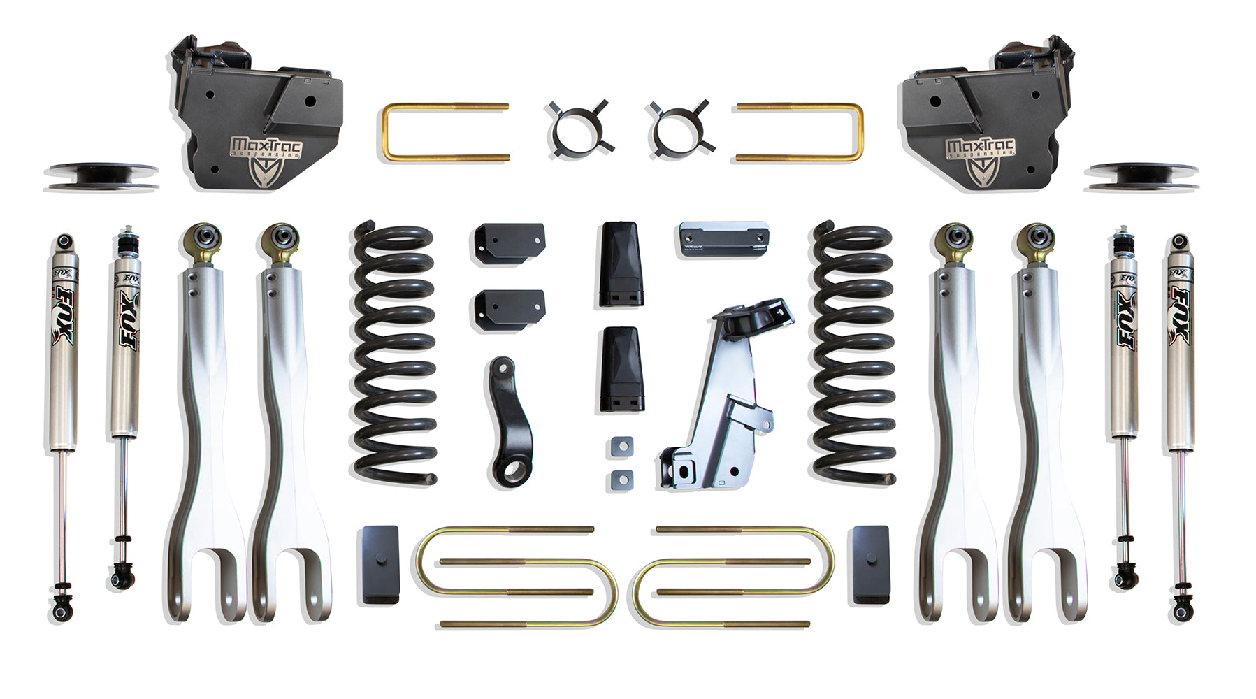 MaxTrac Suspension 2013-2018 Dodge Ram 3500 4WD Diesel 4" Lift Kit With 4-Links Fox Shocks Factory Rear Air Ride K947341FLA