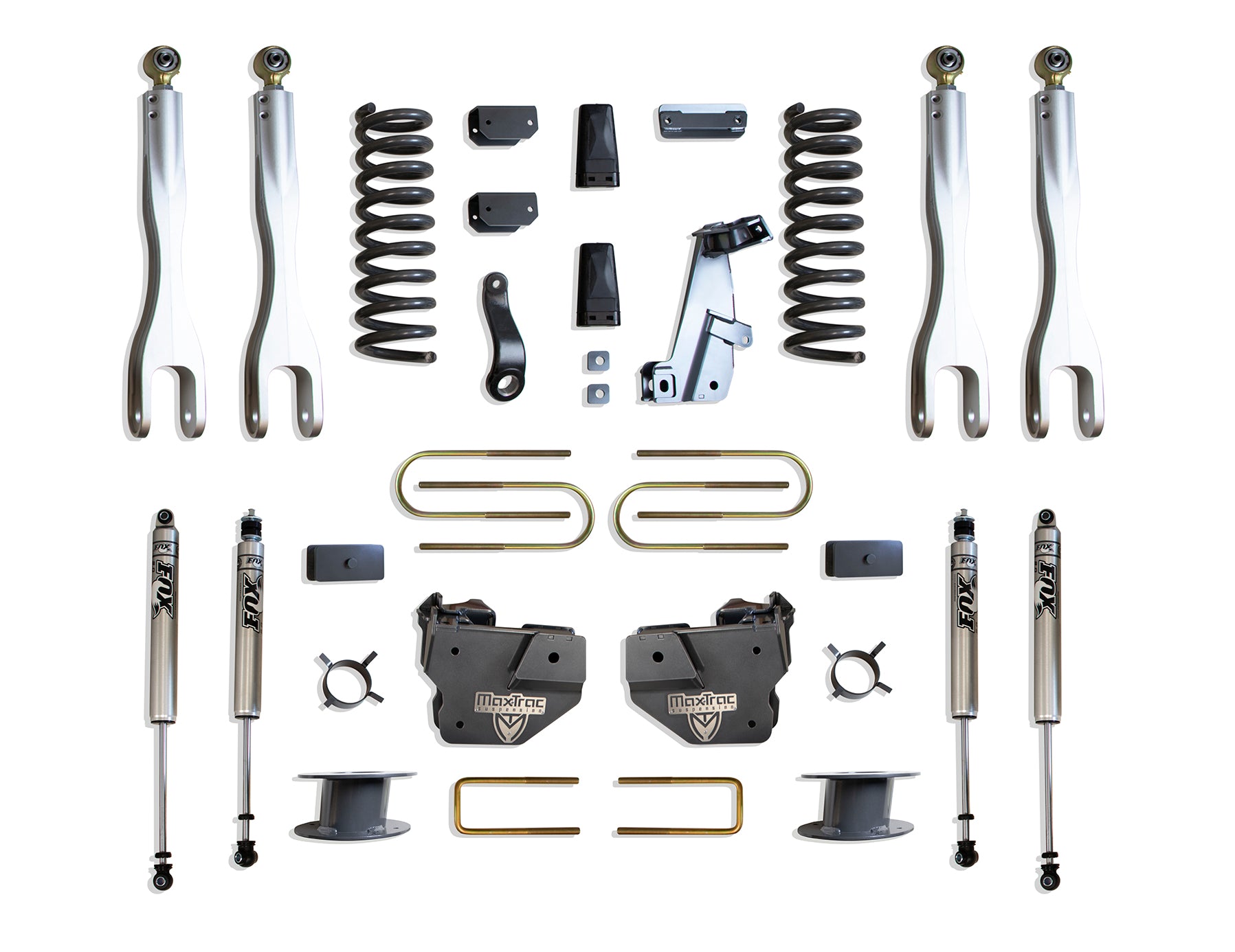 MaxTrac Suspension 2013-2018 Dodge Ram 3500 4WD Diesel 6" Lift Kit With 4-Links Fox Shocks Factory Rear Air Ride K947363FLA