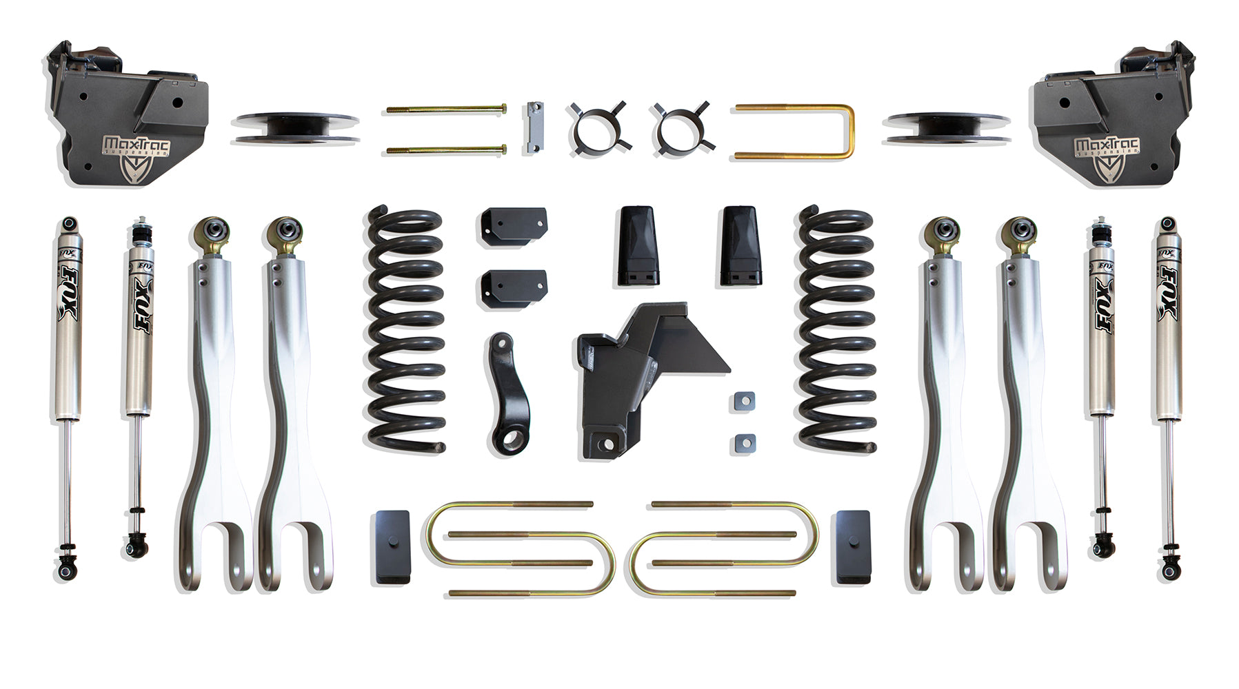 MaxTrac Suspension 2019-2024 Dodge Ram 3500 4WD Diesel 4" Lift Kit With 4-Links Fox Shocks Factory Rear Air Ride K947541FLA