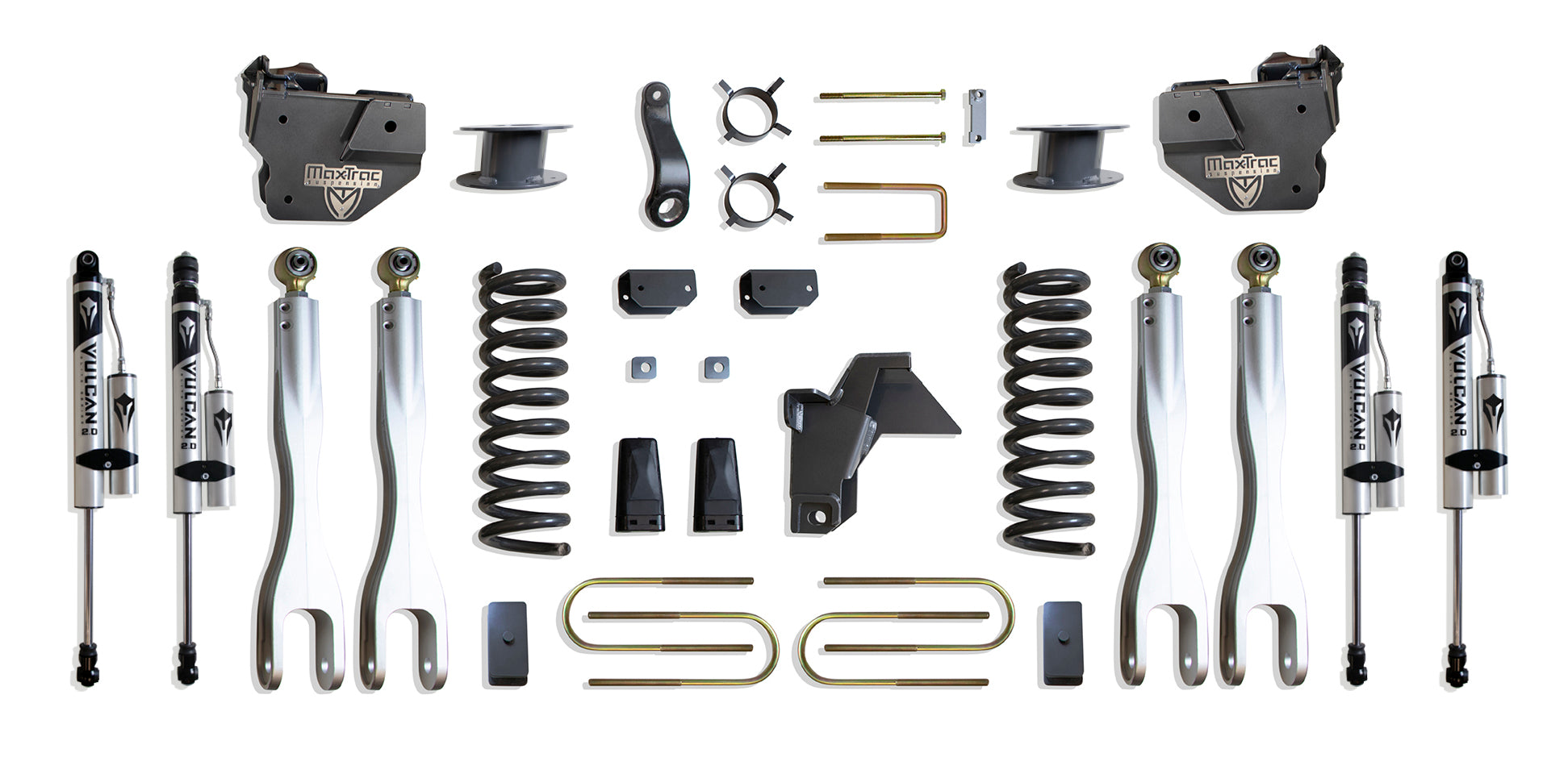 MaxTrac Suspension 2019-2024 Dodge Ram 3500 4WD 6" Lift Kit With 4-Links Vulcan Reservoir Shocks K947563VRLA