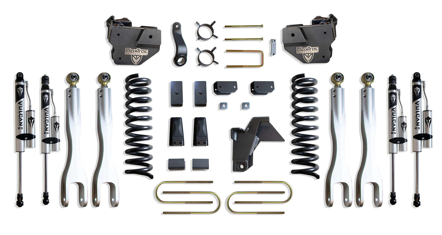 MaxTrac Suspension 2019-2024 Dodge Ram 3500 4WD 8" Lift Kit With 4-Links Vulcan Reservoir Shocks K947585VRL