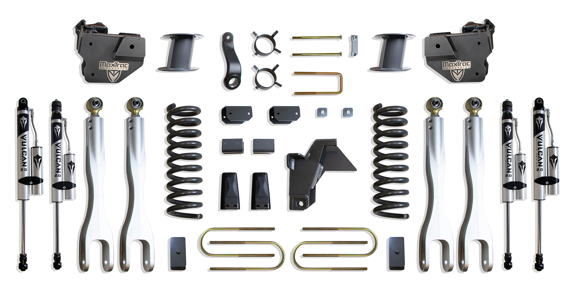 MaxTrac Suspension 2019-2024 Dodge Ram 3500 4WD 8" Lift Kit With 4-Links Vulcan Reservoir Shocks K947585VRLA