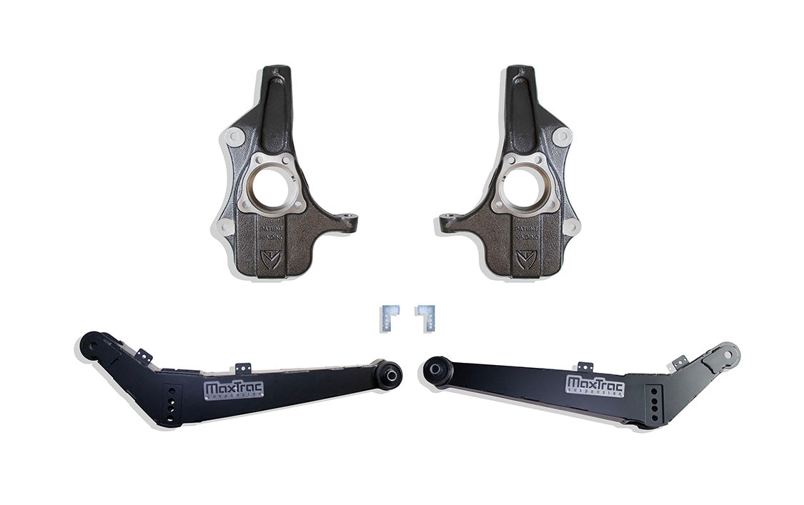 MaxTrac Suspension 2021-2025 Chevrolet Silverado GMC Sierra SUV 2"/3" Lowering Kit With Spindles Rear Arms & Non Magneride Adaptive Ride KS330823HC
