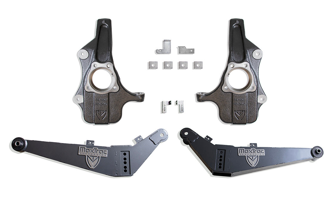 MaxTrac Suspension 2021-2025 Cadillac Escalade Escalade ESV Chevrolet Suburban Tahoe GMC Yukon Yukon XL Suv 4WD AWD With Adaptive Ride Airbag Front 2"/4" Lowering Kit KS330824-AR