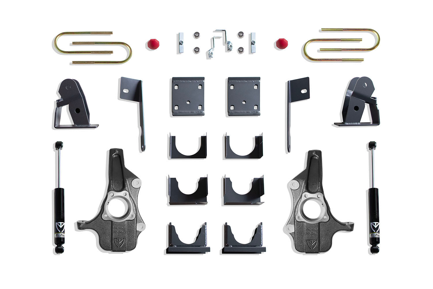 MaxTrac Suspension 2019-2026 Chevrolet Silverado GMC Sierra 1500 2wd 4wd 2"/4" Lowering Kit Spindles Models With Monoleaf Rear Spring KS331924ML