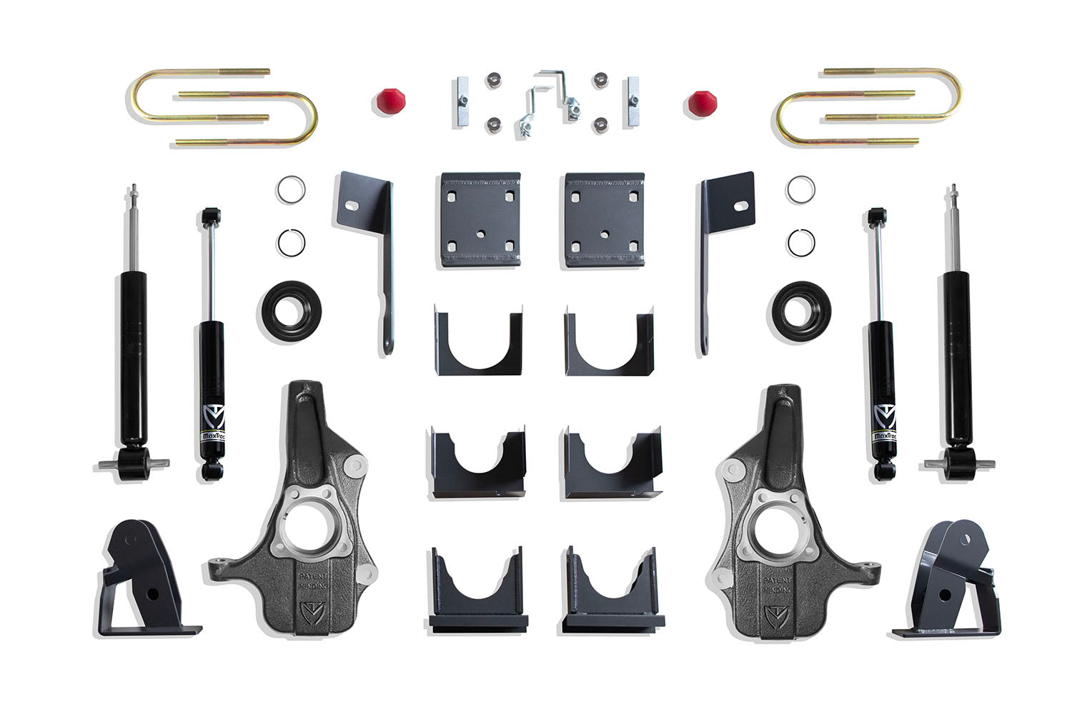 MaxTrac Suspension 2019-2026 Chevrolet Silverado GMC Sierra 1500 2wd 4wd 3"/5" Lowering Kit Spindles & Struts Models With Monoleaf Rear Spring KS331935SML