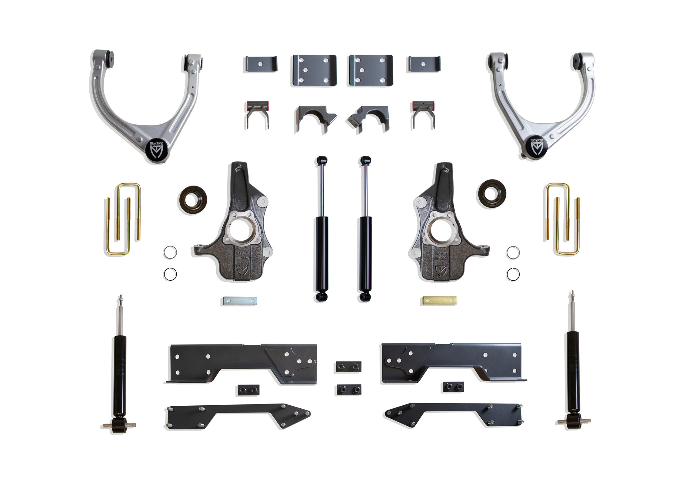 MaxTrac Suspension 2019-2026 Chevrolet Silverado GMC Sierra 1500 2wd 4wd 4″/6″ Lowering Kit With C-Notch With Camber Correction Uca’s KS331946SA