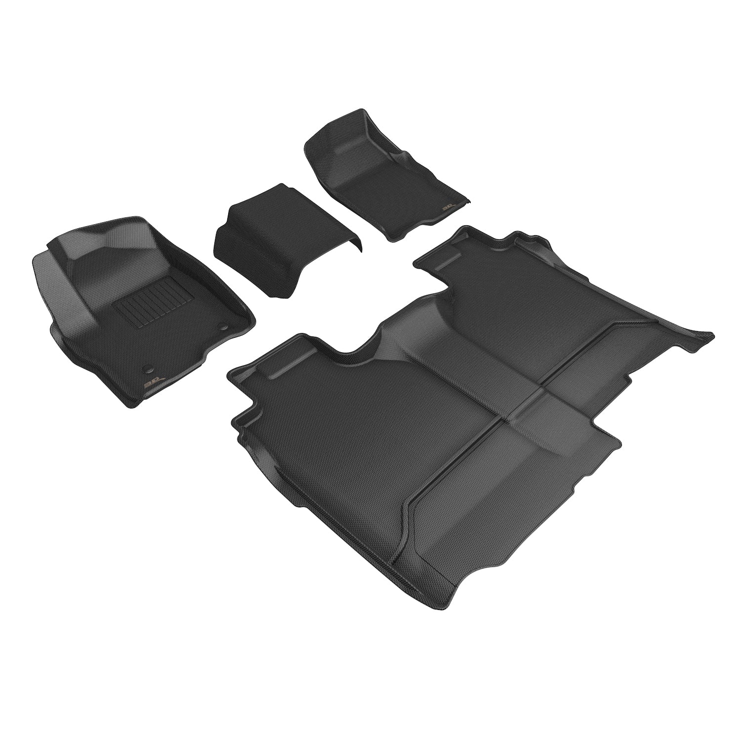 3D Maxpider 2019-2025 Chevrolet Silverado 1500 Crew Cab 2020-2025 2500HD 3500HD Bench Seat Kagu Black 1st Row 2nd Row Vinyl Floor No Carpeted Storage Floor Mats L1CH10901509