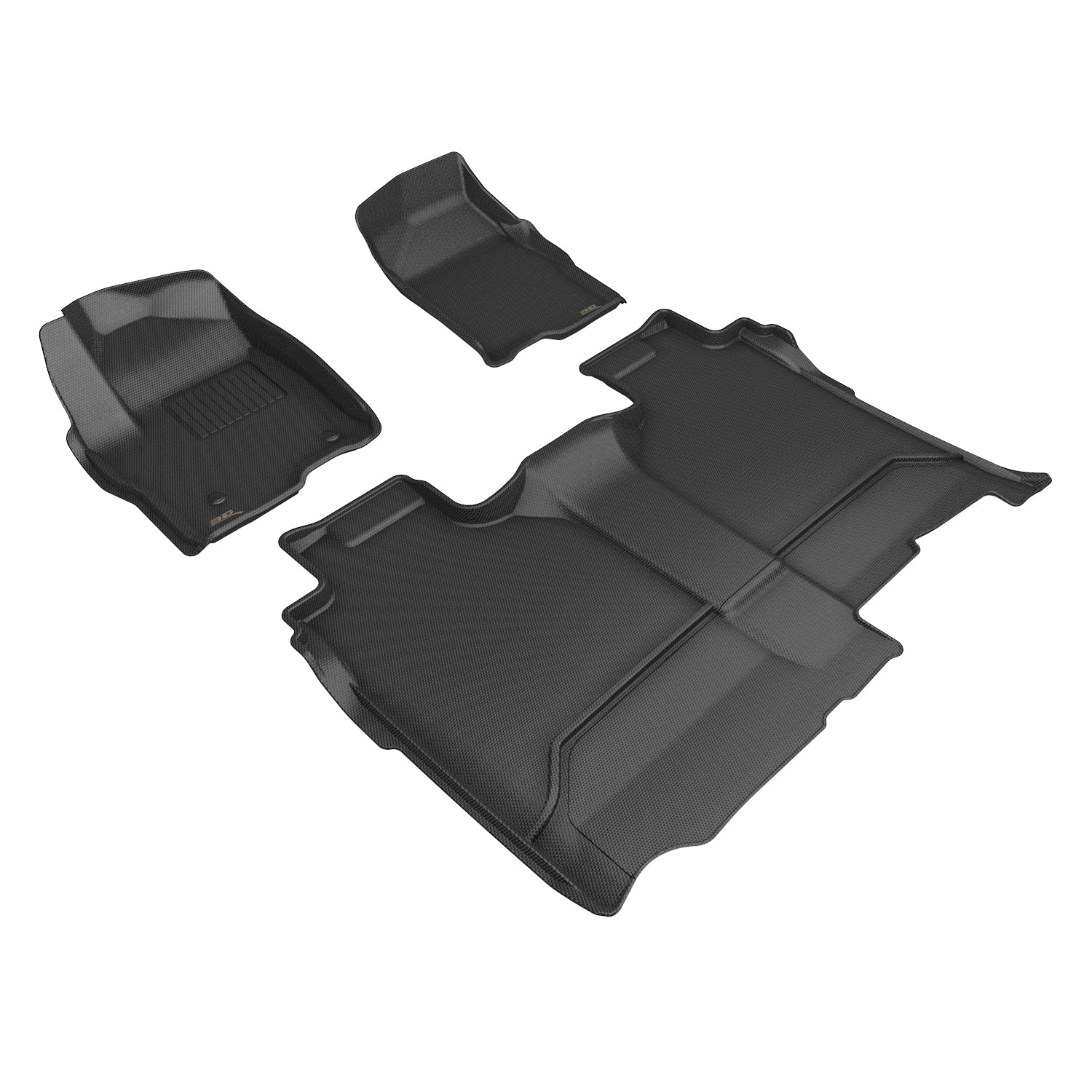3D Maxpider 2019-2025 Chevrolet Silverado 1500 Crew Cab 2020-2025 2500HD 3500HD Bucket Seats Kagu Black 1st Row 2nd Row Vinyl Floor No Carpeted Storage Floor Mats L1CH11001509