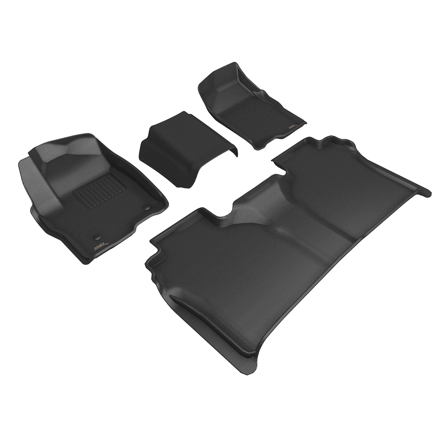 3D Maxpider 2019-2025 Chevrolet Silverado 1500 Crew Cab 2020-2025 2500HD 3500HD Bench Seat Kagu Black 1st Row 2nd Row Vinyl Floor With Carpeted Storage Floor Mats L1CH11101509